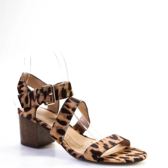 J. Crew leopard Pony Hair Ankle Strap Sandals - Picture 1 of 5